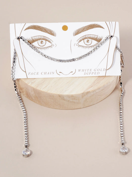 8mm Round Bezel-Set Cubic-Zirconia Drop 18K-Gold-Dipped 3mm Crystal Face-Chain