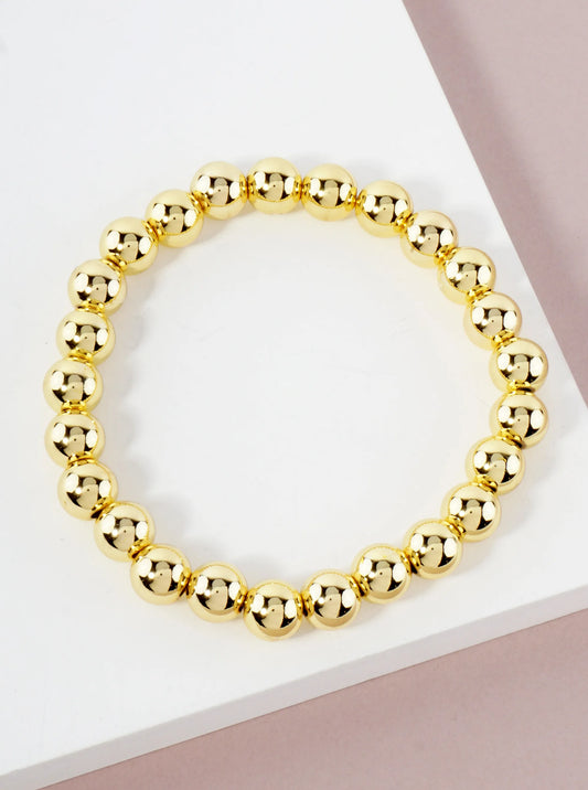 8mm Stainless-Steel Ball-Beaded Stretch Bracelet