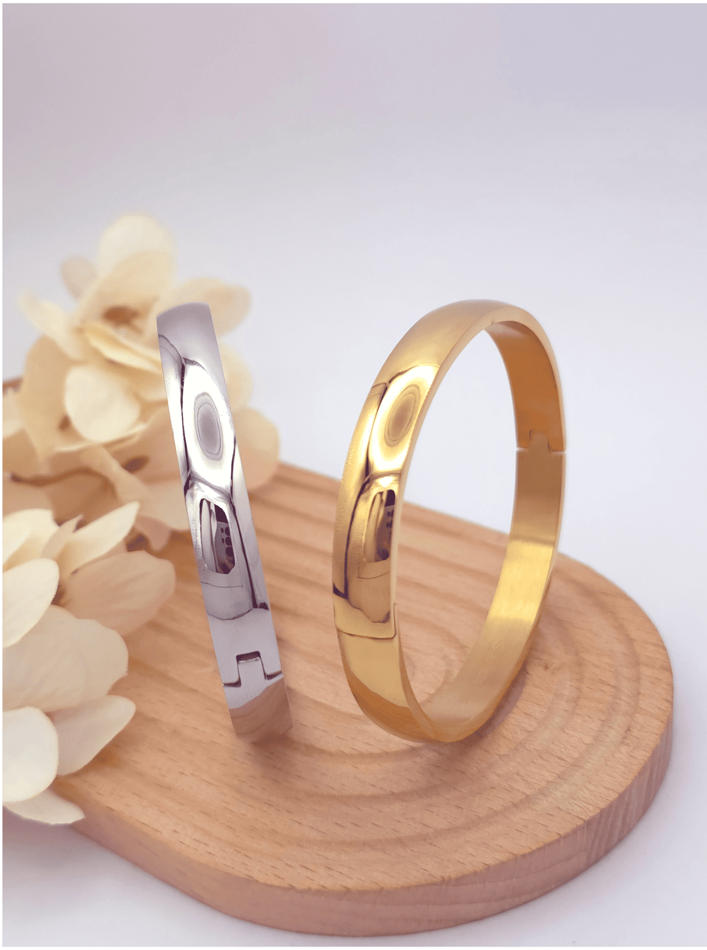 8mm Wide Sleek Stainless-Steel Hinged Bangle Bracelet