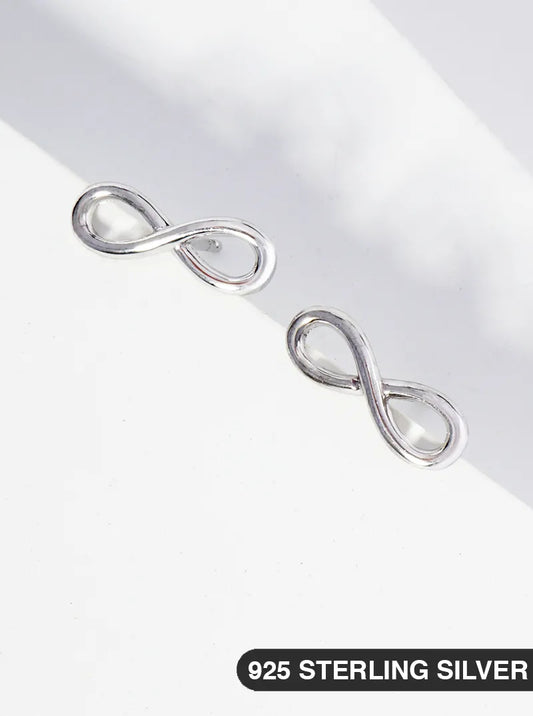 925 Sterling Silver 12mm Infinity Stud Earrings