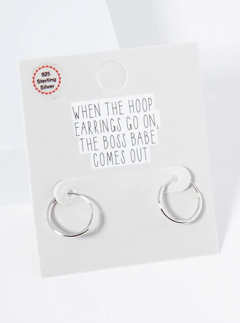 925 Sterling Silver 12mm Lightweight Endless Hoop Earrings