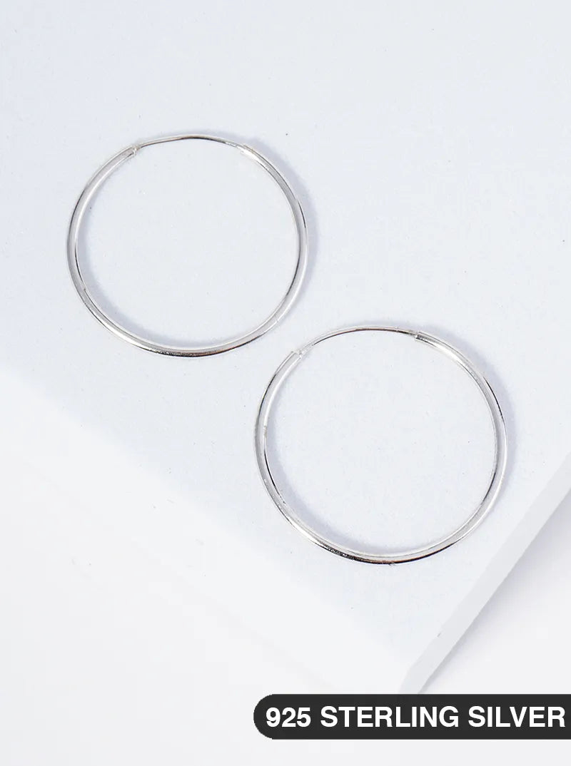 925 Sterling Silver 22mm Lightweight Endless Hoop Earrings