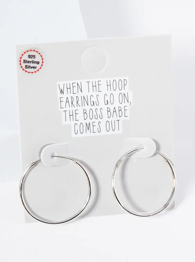 925 Sterling Silver 22mm Lightweight Endless Hoop Earrings