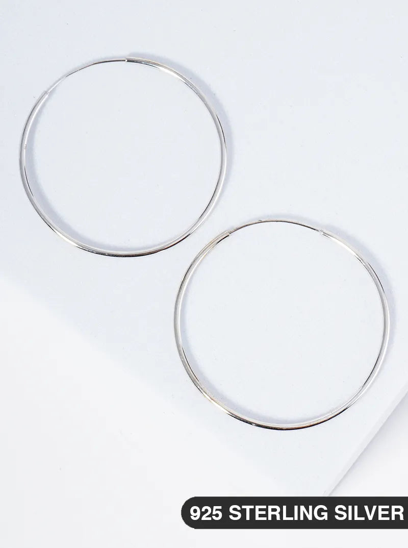 925 Sterling Silver 33mm Lightweight Endless Hoop Earrings