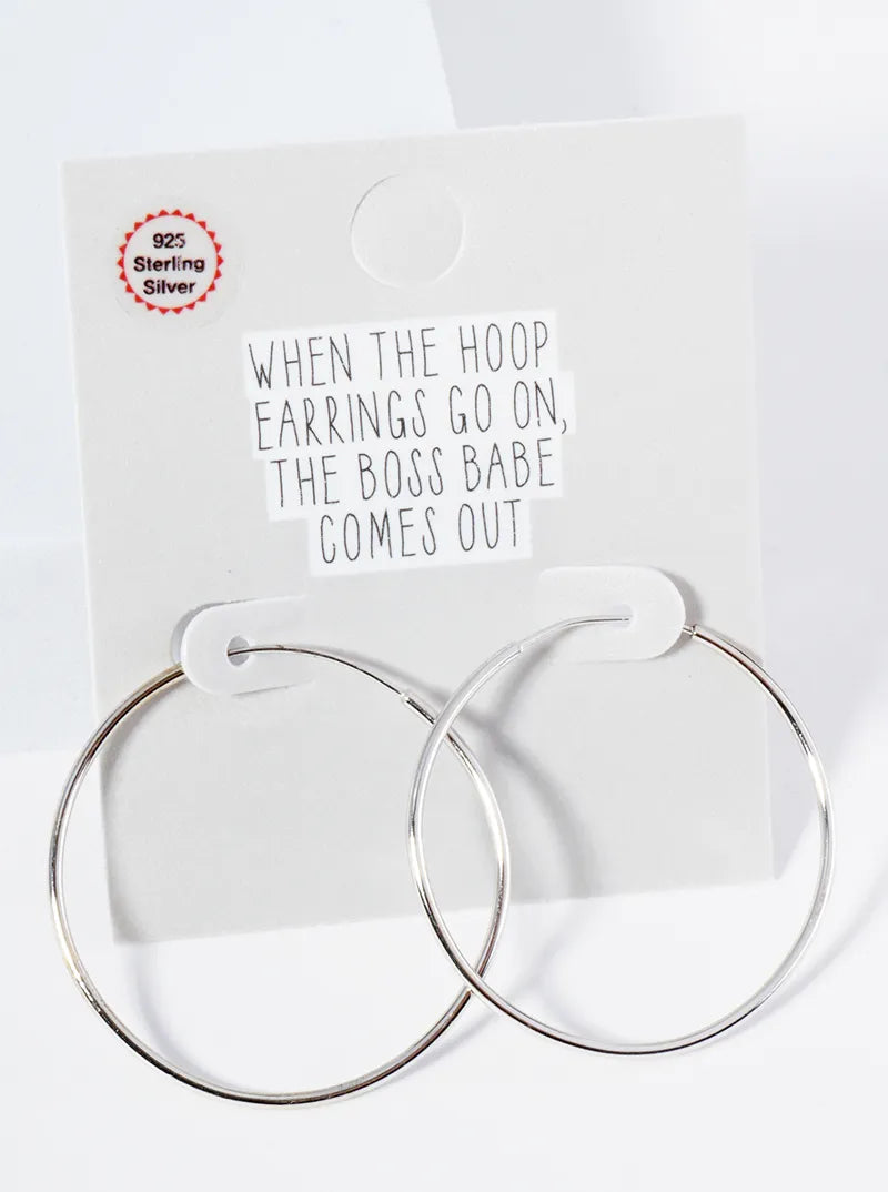 925 Sterling Silver 33mm Lightweight Endless Hoop Earrings