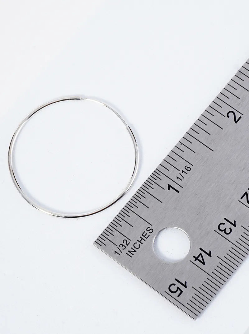 925 Sterling Silver 33mm Lightweight Endless Hoop Earrings