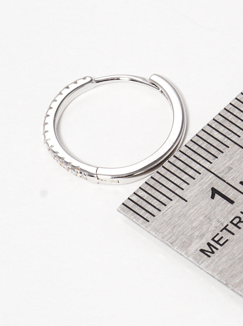 925 Sterling Silver CZ Pave 15mm Hoop Earrings