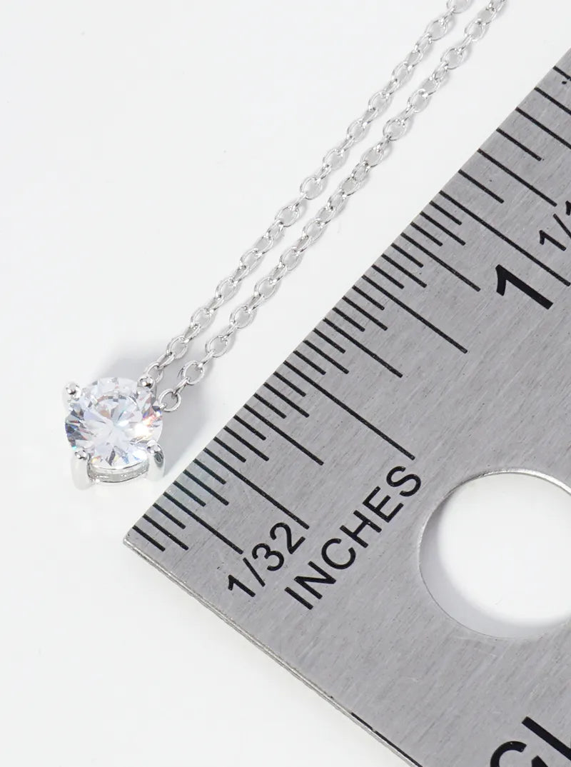 925 Sterling Silver CZ Stone Pendant Delicate Necklace