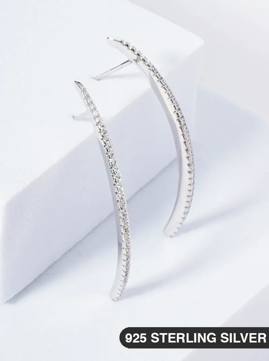 925 Sterling Silver Delicate Curved Bar Post Earrings