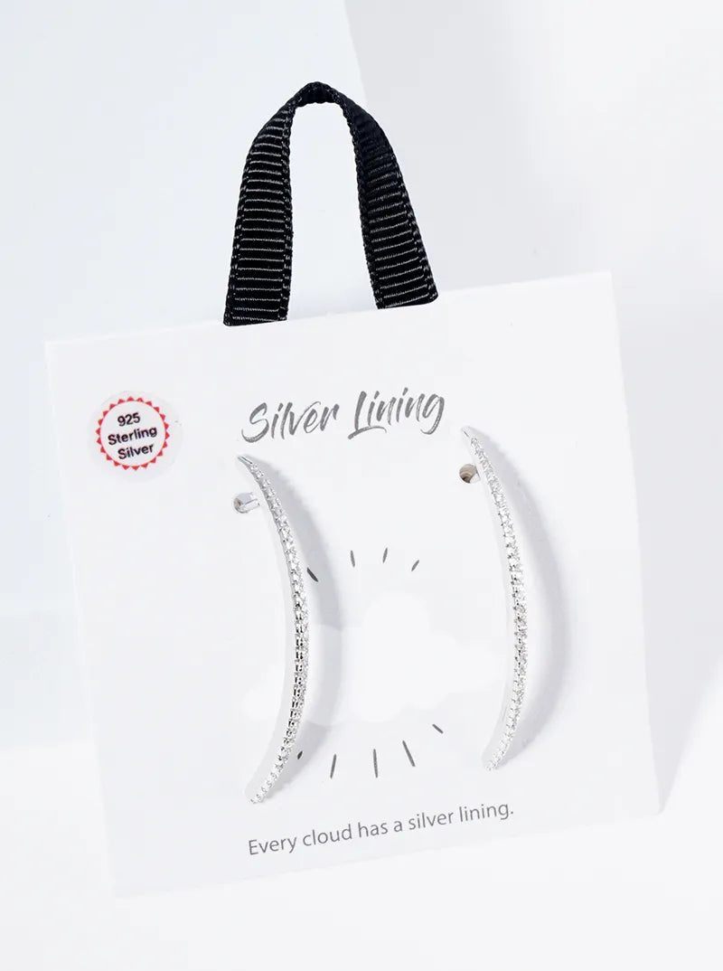 925 Sterling Silver Delicate Curved Bar Post Earrings