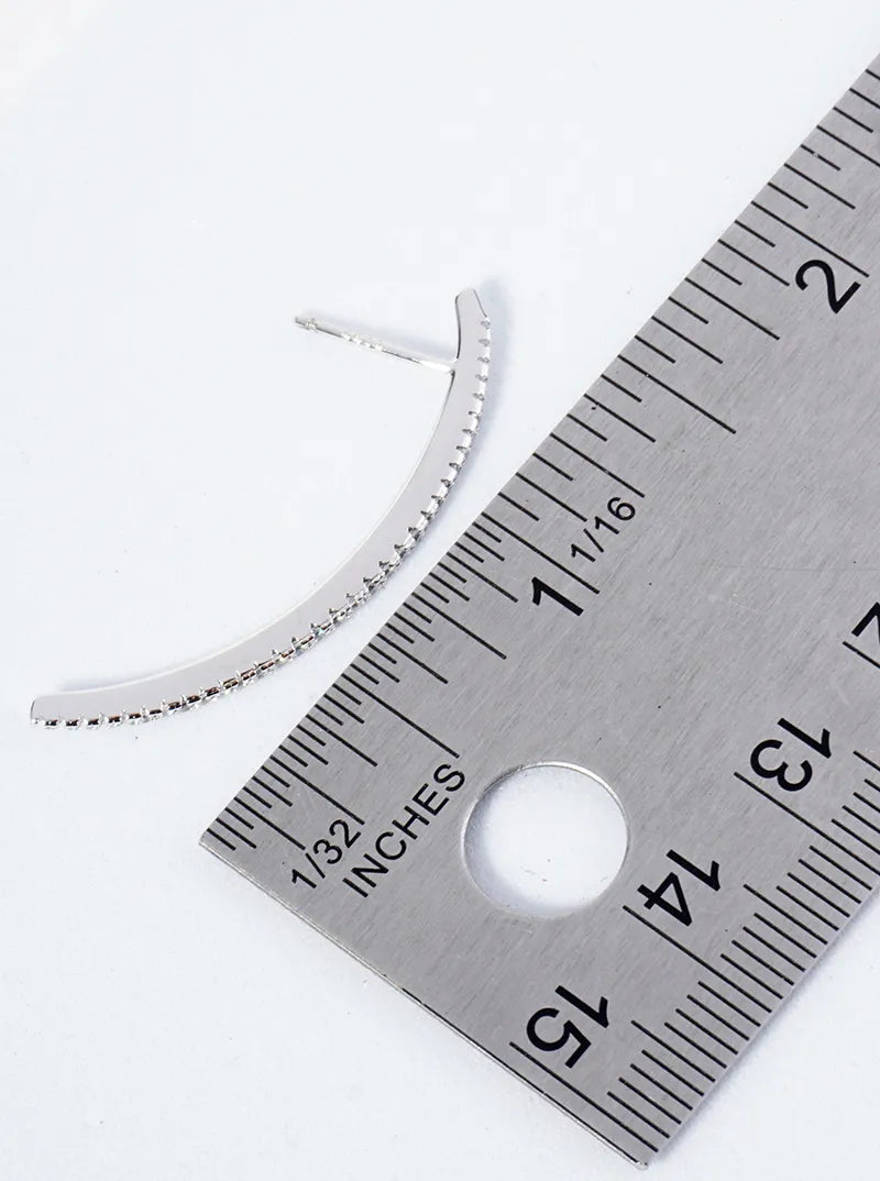 925 Sterling Silver Delicate Curved Bar Post Earrings