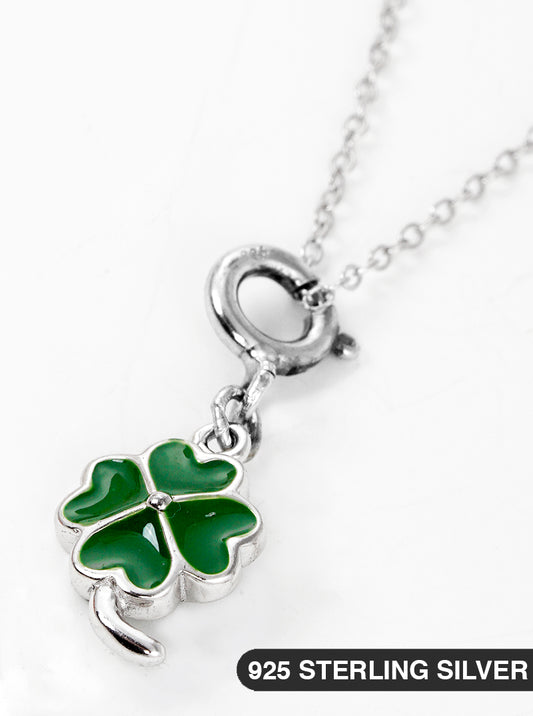 925 Sterling Silver Enamel Clover Pendant Necklace