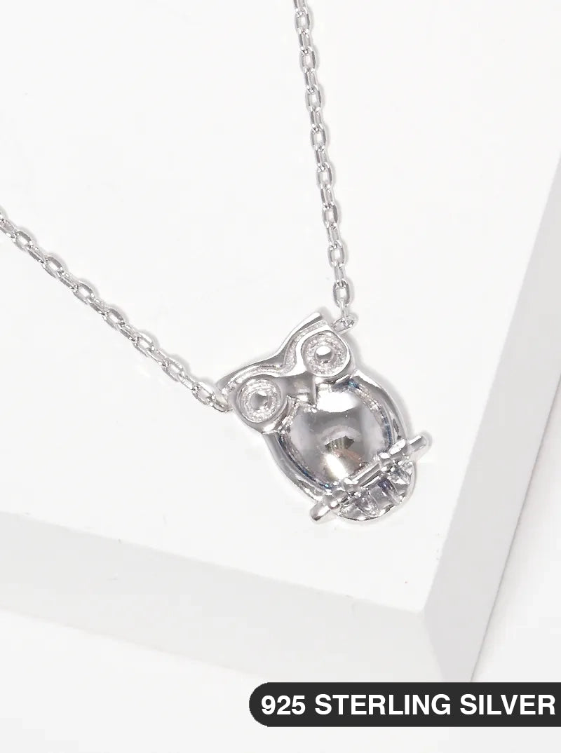 925 Sterling Silver Owl Pendant Delicate Necklace