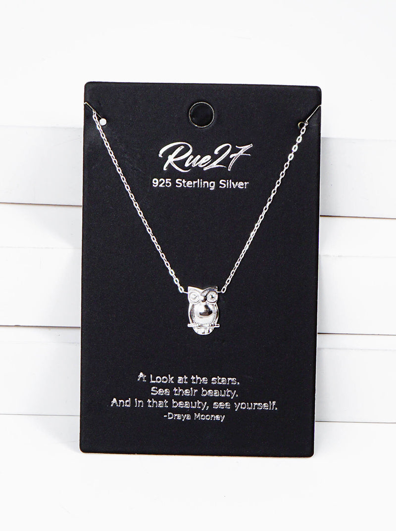 925 Sterling Silver Owl Pendant Delicate Necklace