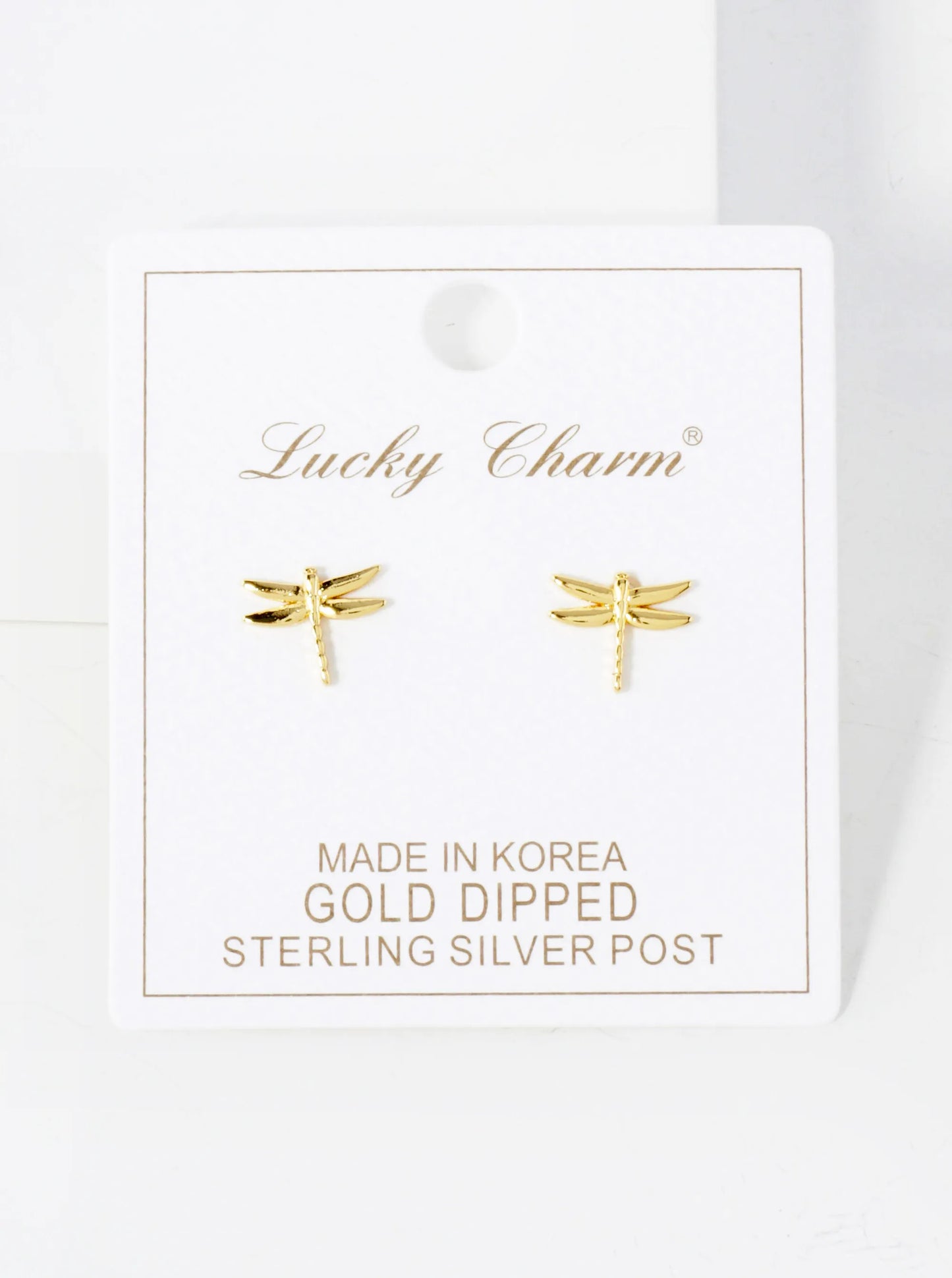 9mm Dragonfly 18K-Gold-Dipped Polished Brass Stud Earrings