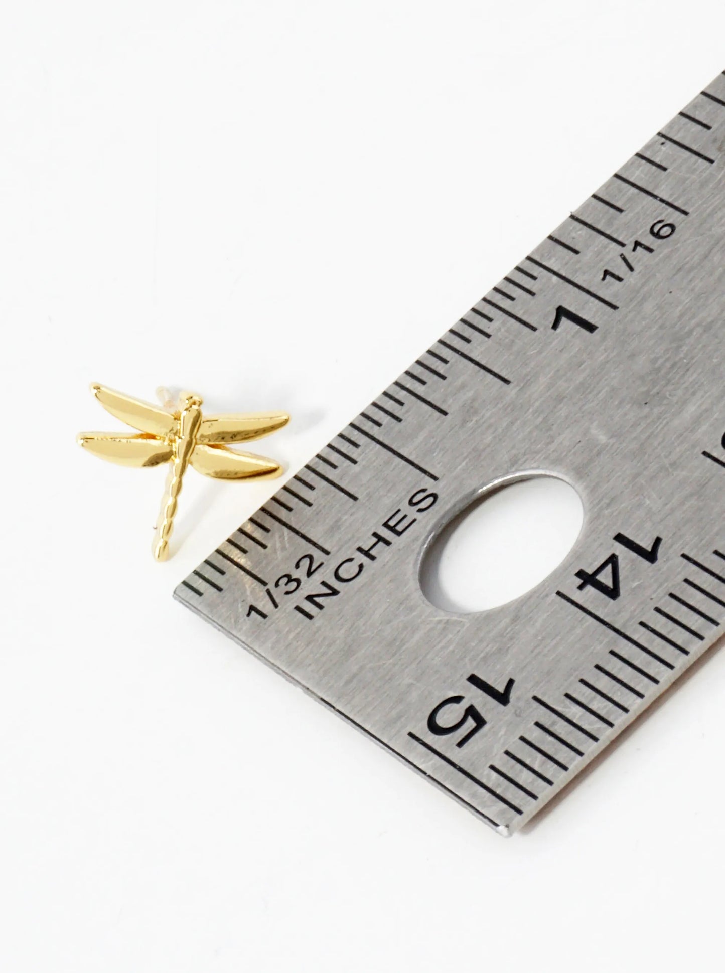 9mm Dragonfly 18K-Gold-Dipped Polished Brass Stud Earrings