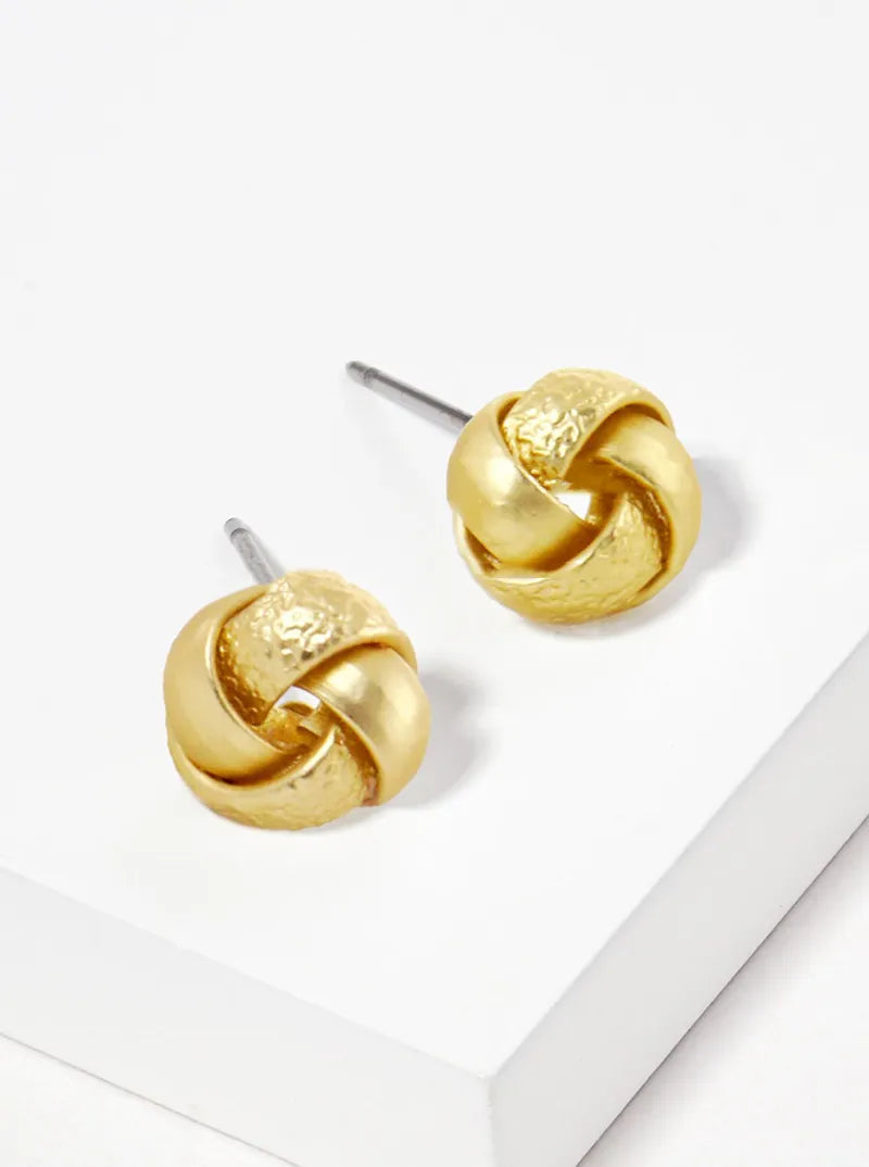 9mm Metal Textured Love Knot Post Stud Earrings