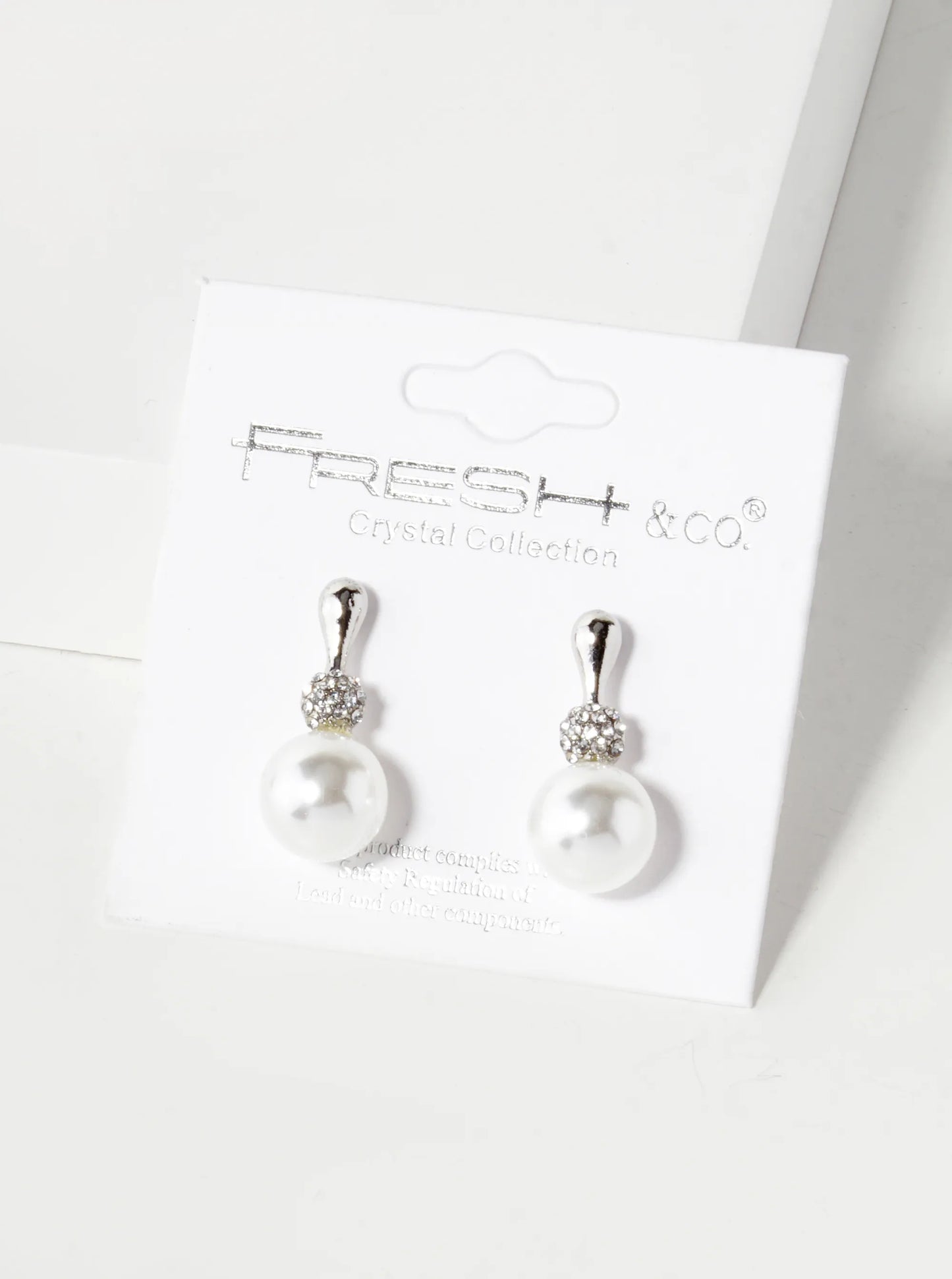 9mm Pearl Drop 21mm Crystal Pave Stud Earrings