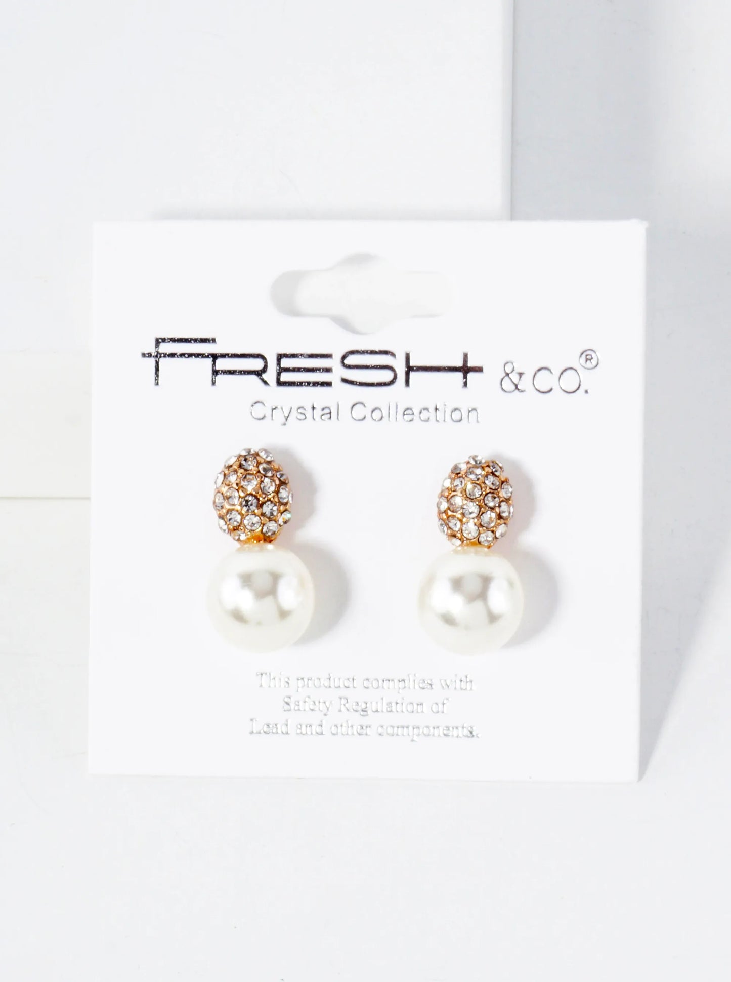 9mm Pearl Drop Crystal-Pave Oval Stud Earrings