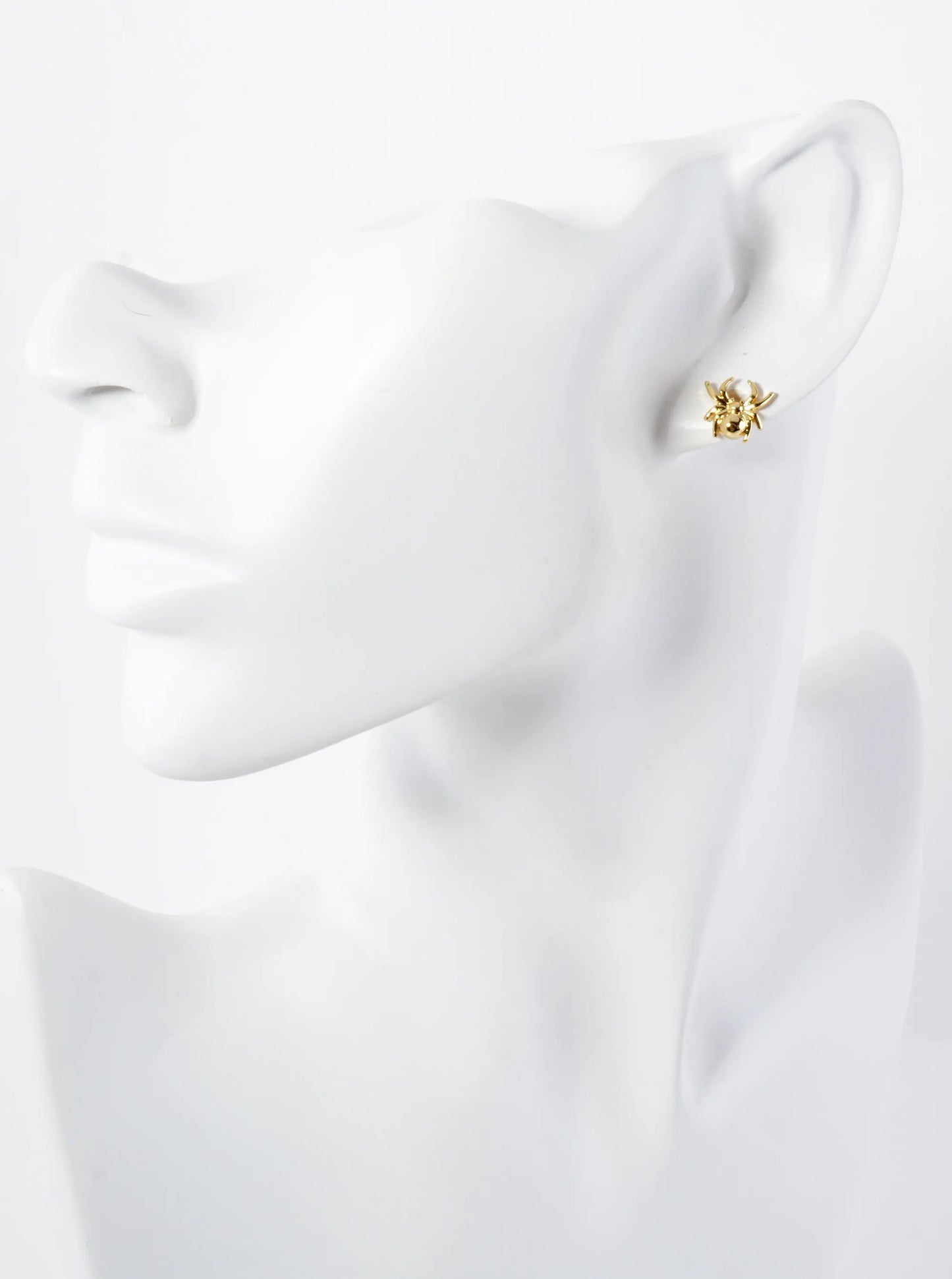 9mm Spider 18K-Gold-Dipped Polished Brass Halloween Stud Earrings