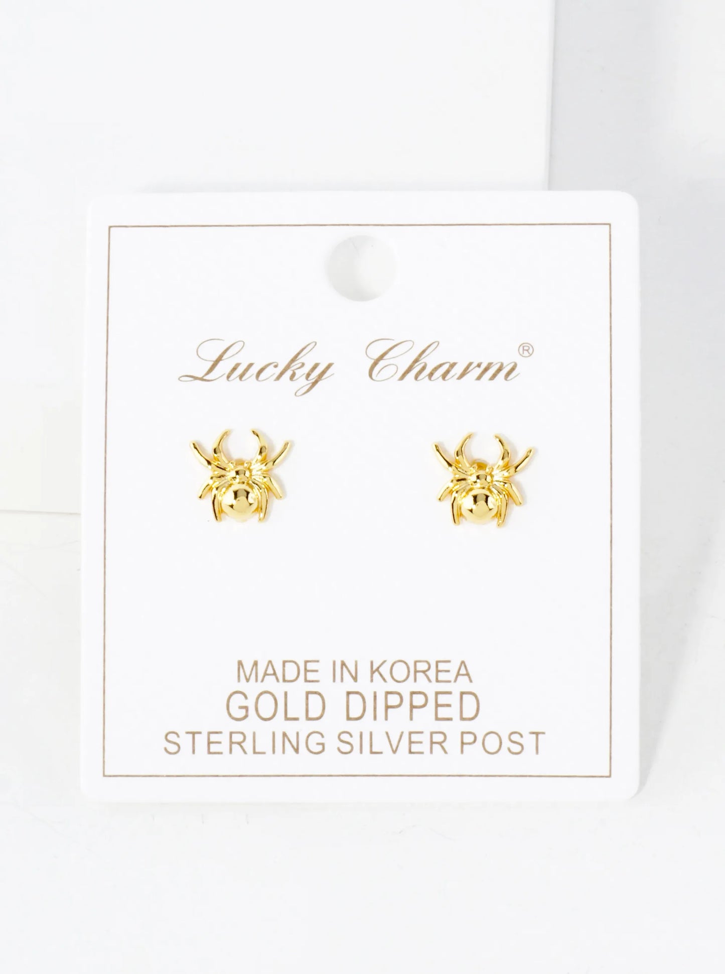 9mm Spider 18K-Gold-Dipped Polished Brass Halloween Stud Earrings