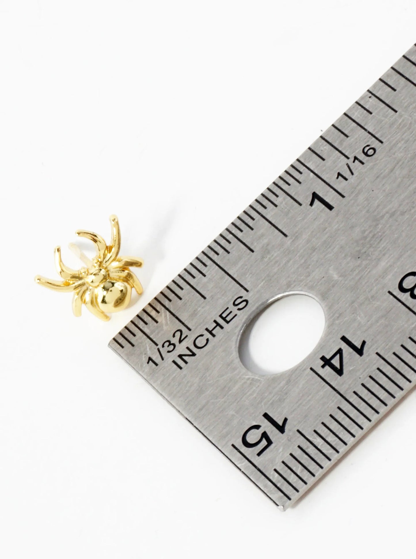 9mm Spider 18K-Gold-Dipped Polished Brass Halloween Stud Earrings