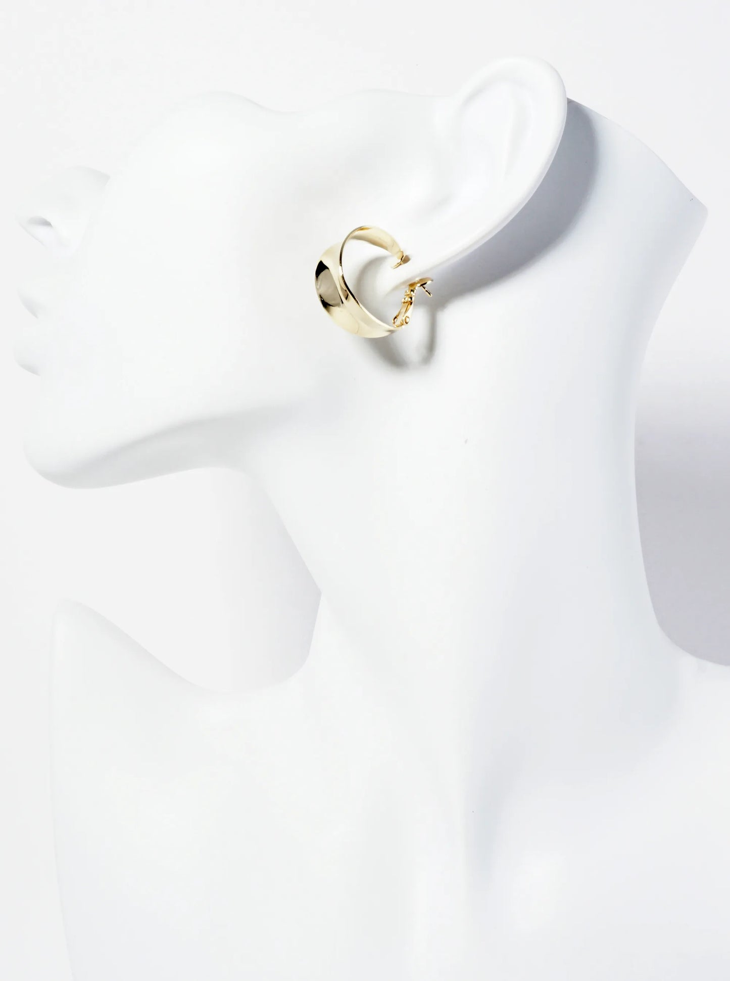 9mm Wide 14K-Gold-Dipped Tapered Latch-Back 20mm Hoop Earrings