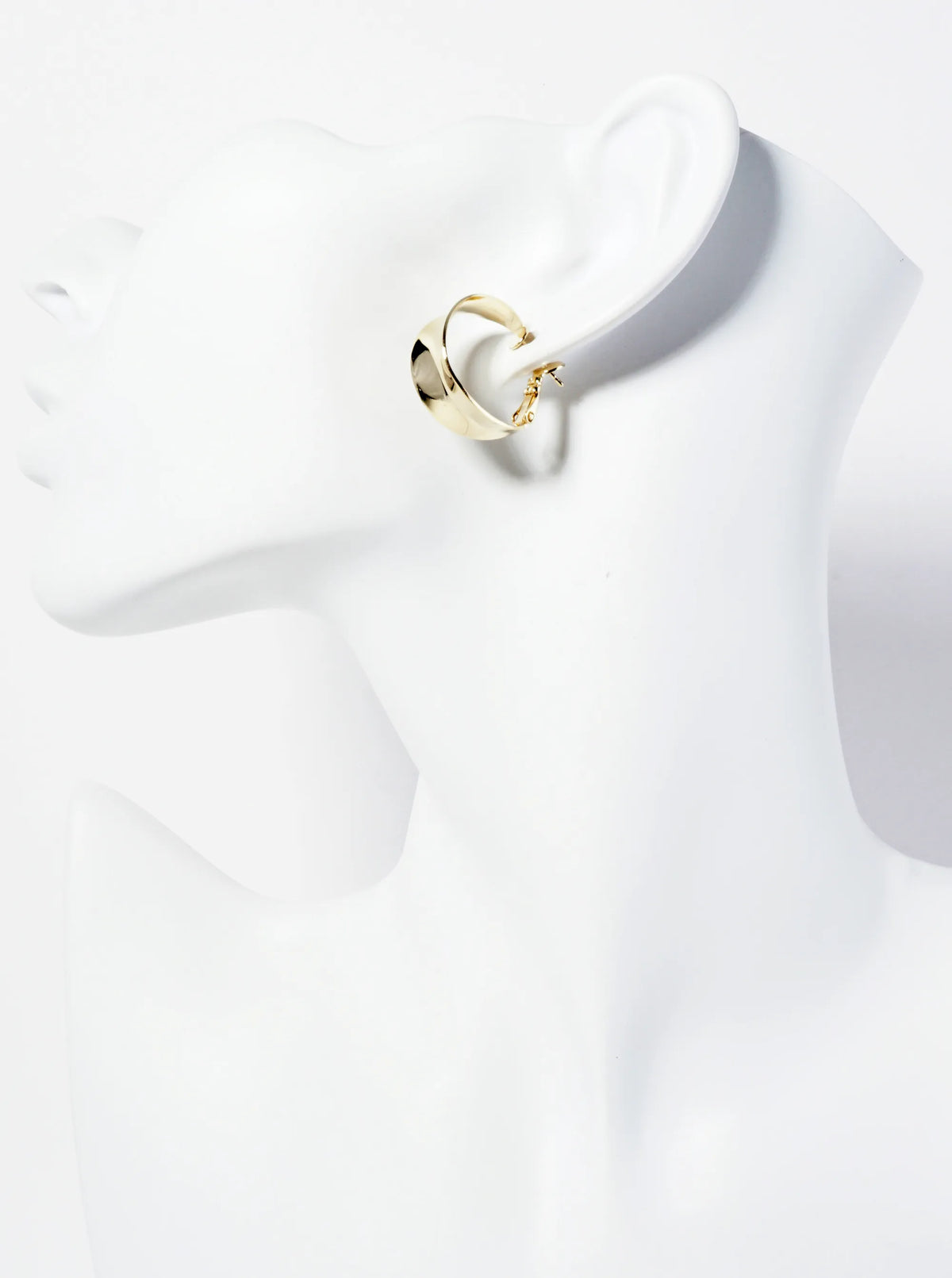 9mm Wide 14K-Gold-Dipped Tapered Latch-Back 20mm Hoop Earrings