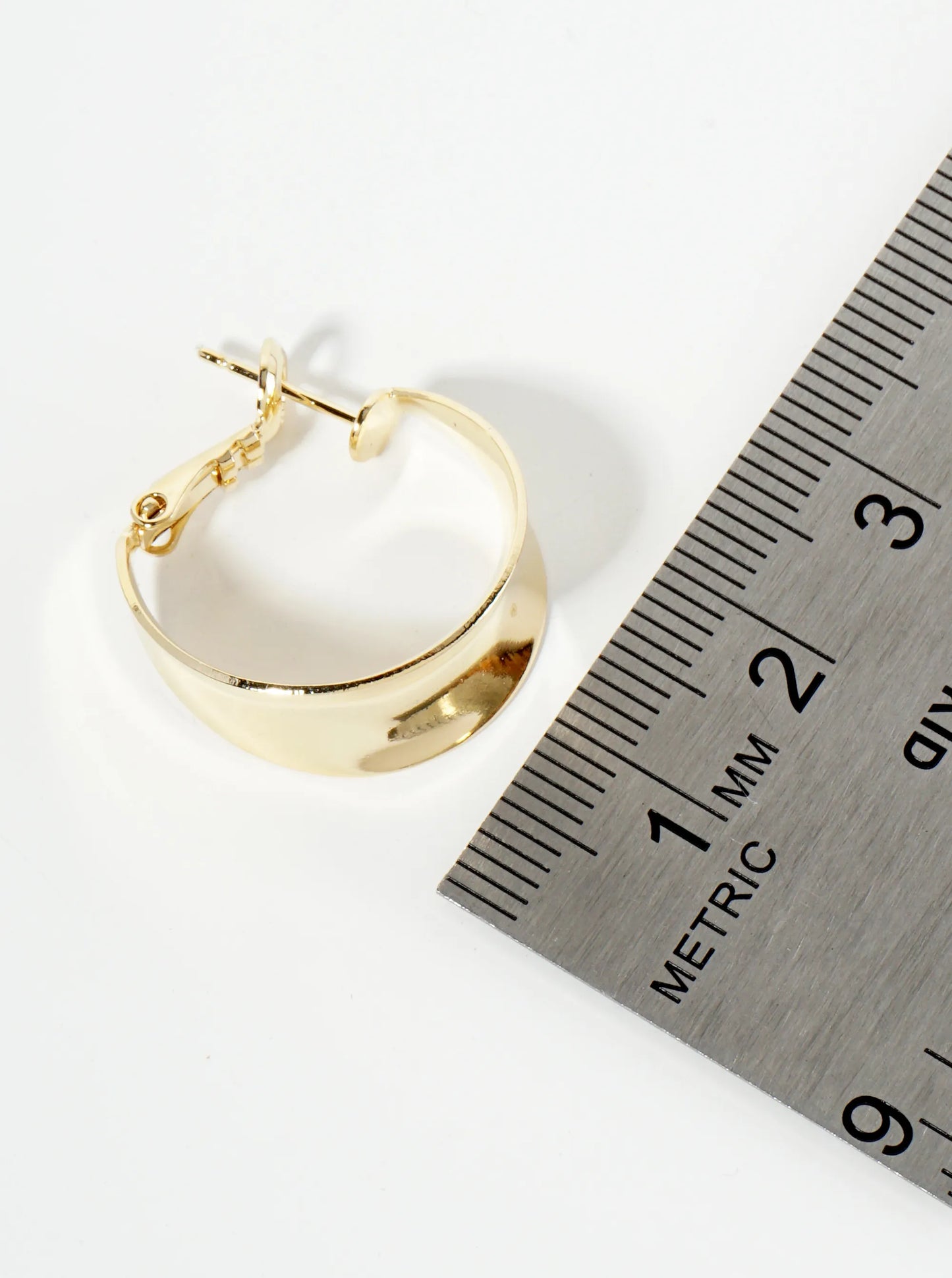 9mm Wide 14K-Gold-Dipped Tapered Latch-Back 20mm Hoop Earrings
