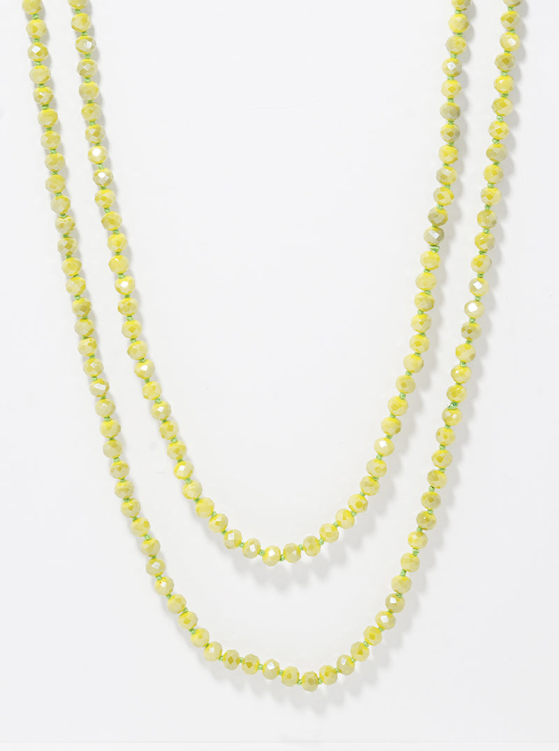 AB Coated Faceted Glass Bead 60 Inch Long Necklace