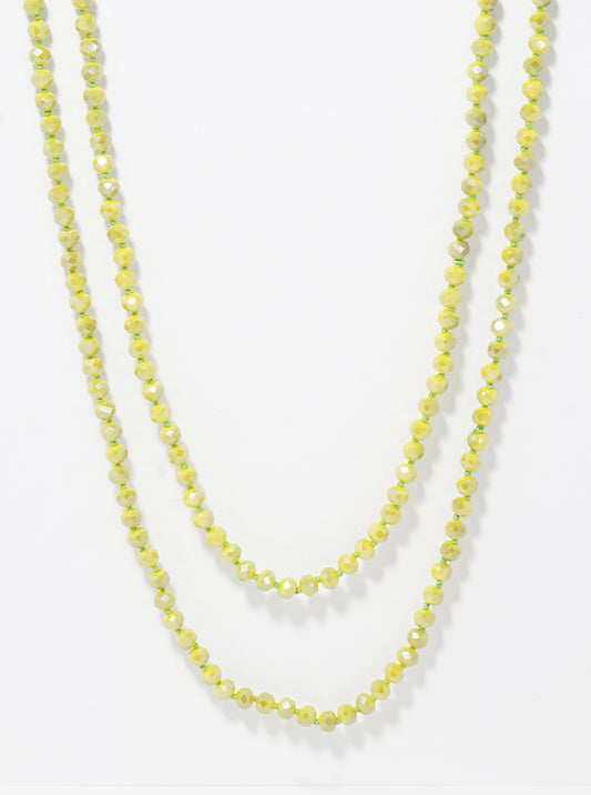 AB Coated Faceted Glass Bead 60 Inch Long Necklace