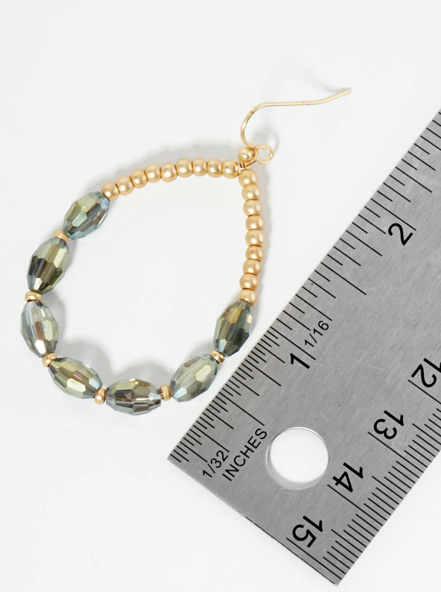 AB Coated Faceted Glass Beaded Wire Teardrop Dangle Earrings