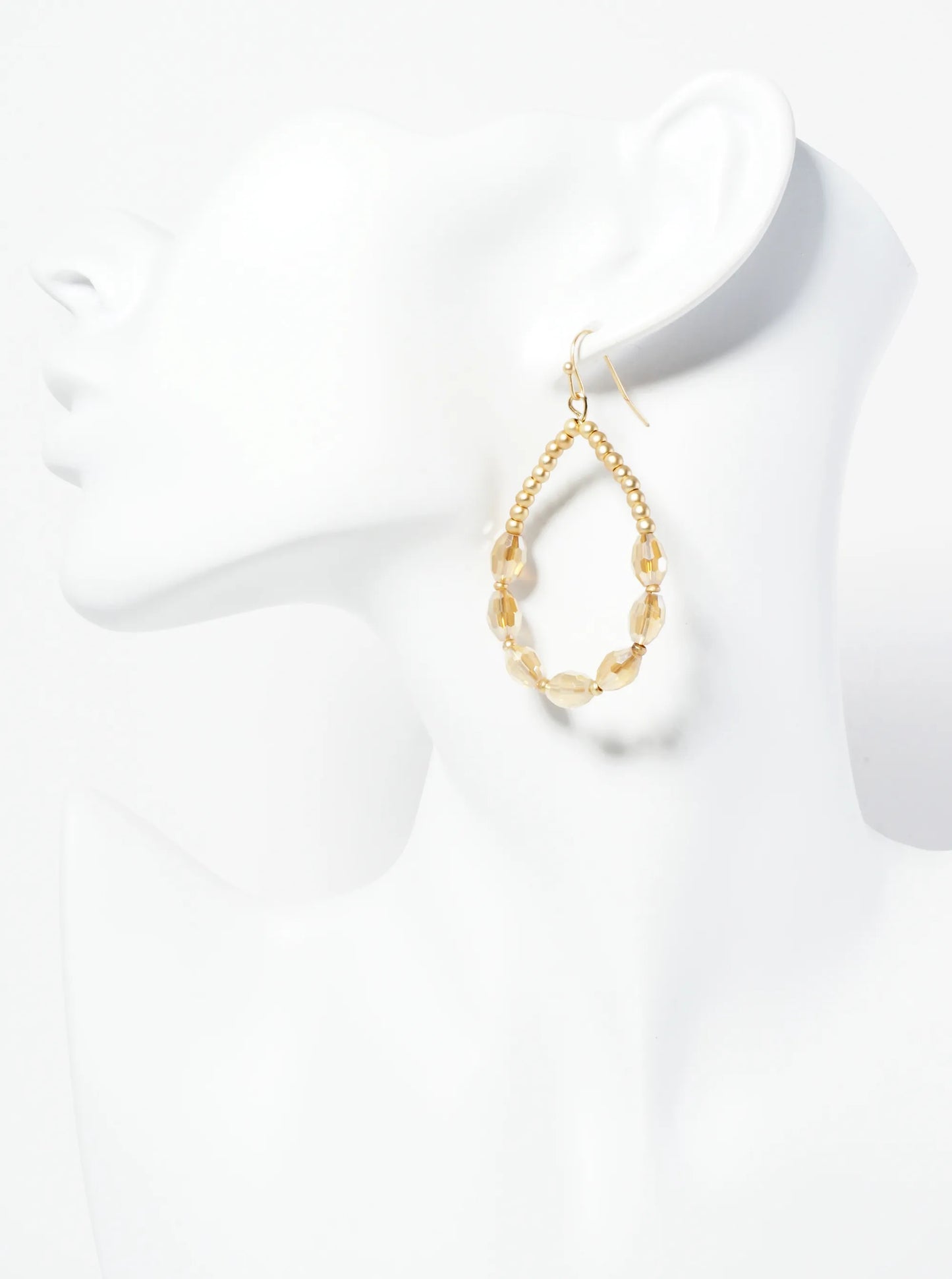 AB Coated Faceted Glass Beaded Wire Teardrop Dangle Earrings