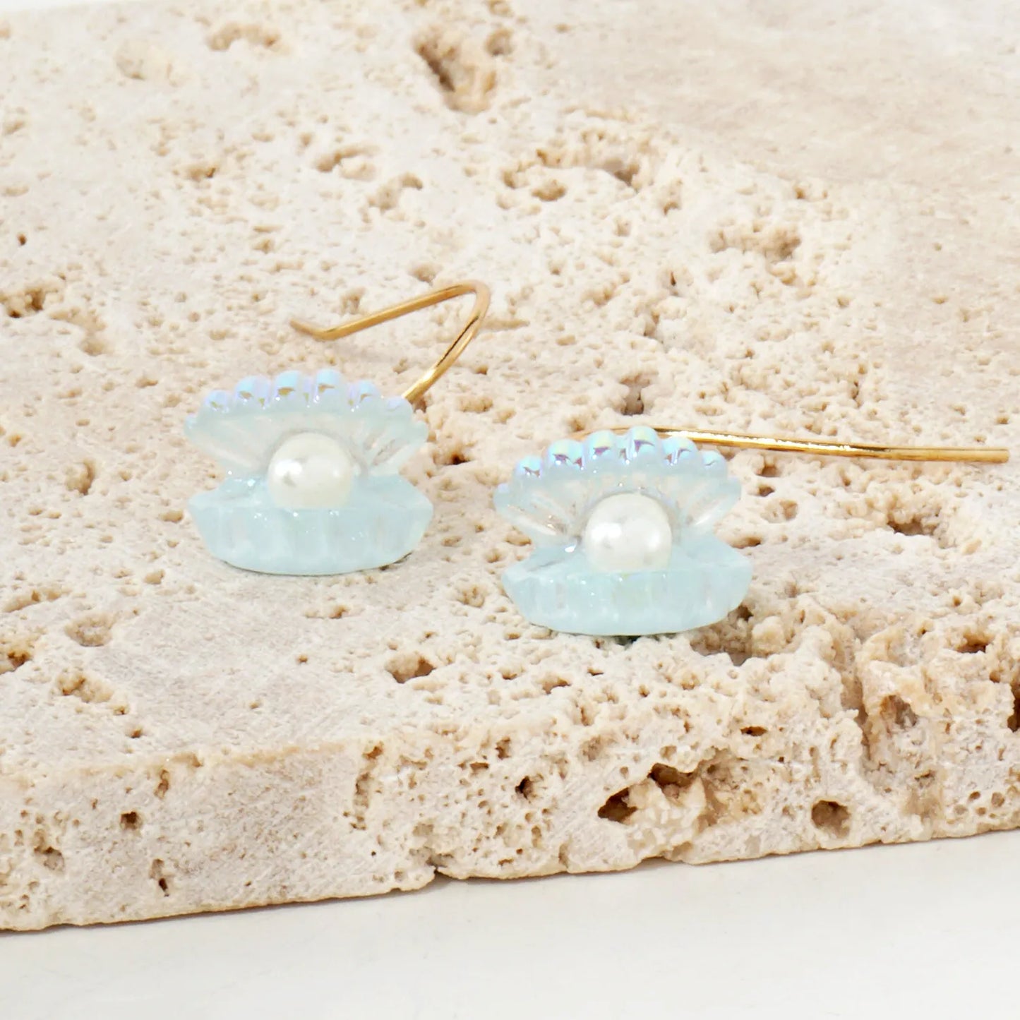 AB Coated Imitation Shell Pearl Dainty Dangle Earrings