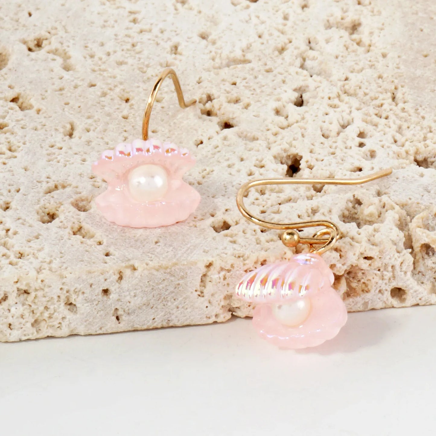 AB Coated Imitation Shell Pearl Dainty Dangle Earrings