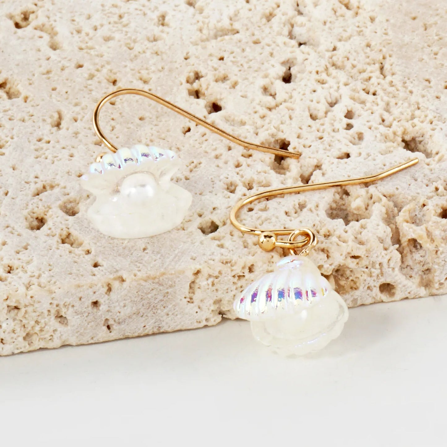 AB Coated Imitation Shell Pearl Dainty Dangle Earrings