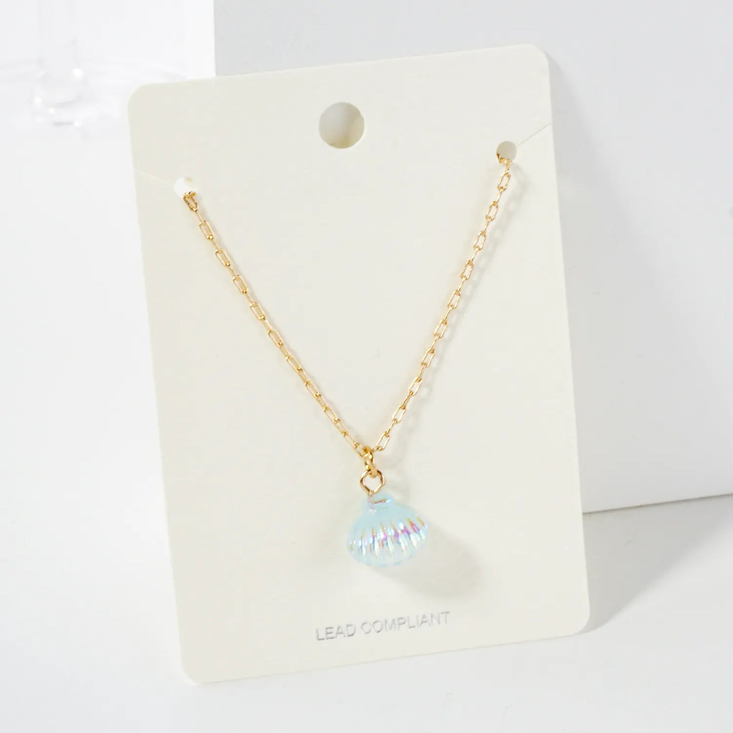 AB Coated Imitation Shell Pearl Dainty Pendant Necklace
