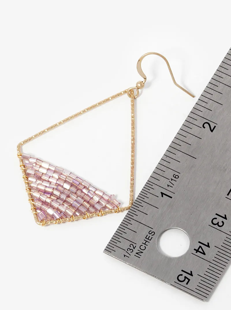 AB Coated Seed Beads Wire Wrapped Rhombus Shape Dangle Earrings