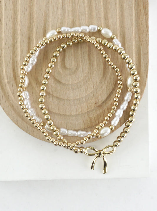 3 PC Stackable Ribbon Charm Bracelets