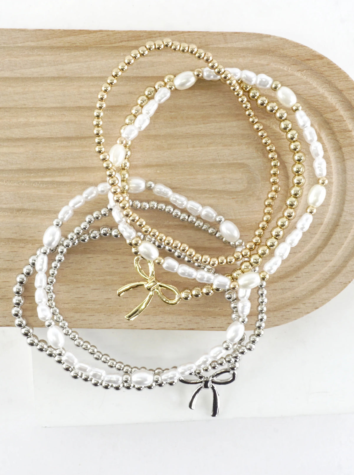 3 PC Stackable Ribbon Charm Bracelets