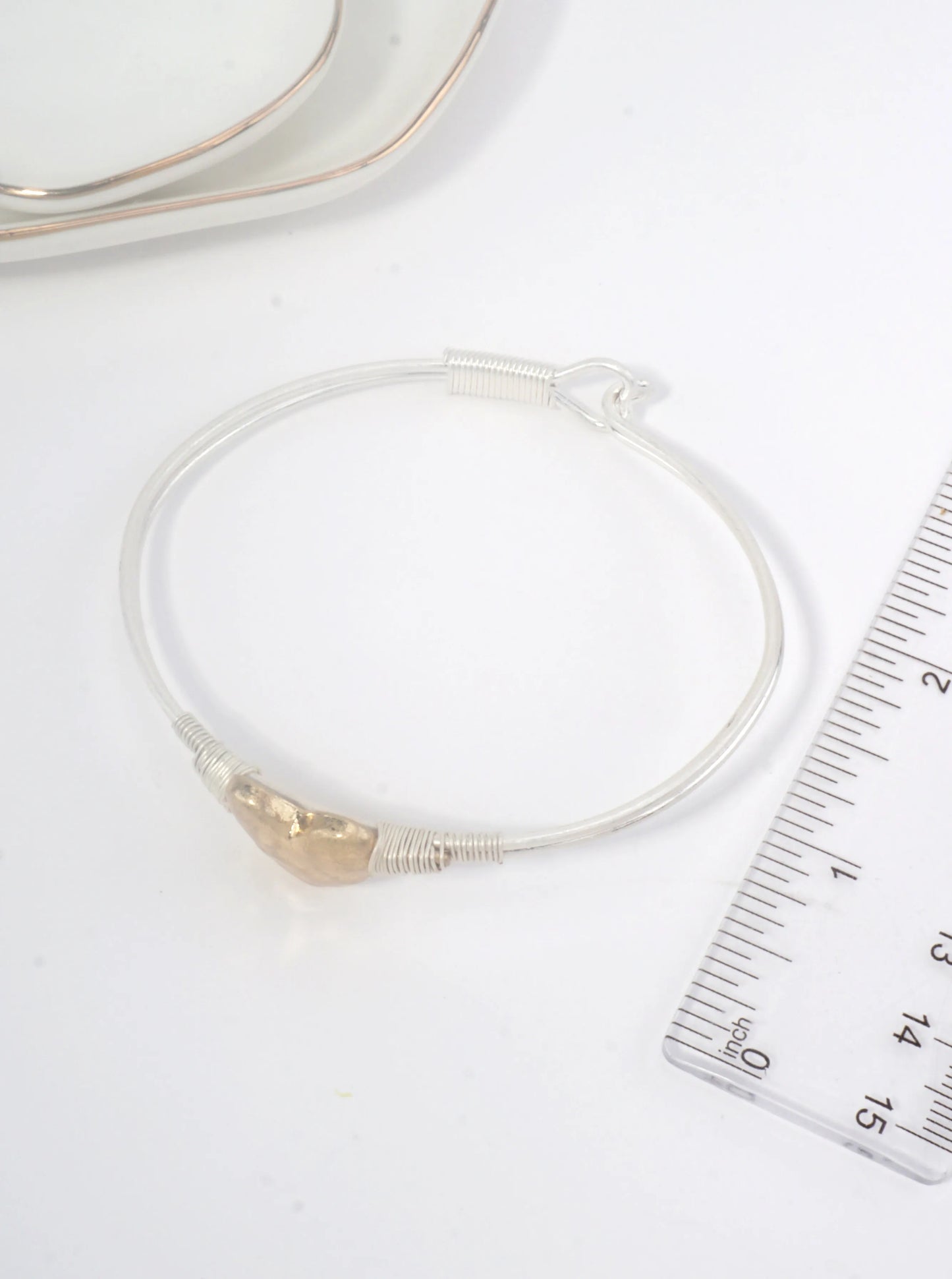 Hammered Heart Hook Closure Cuff Bracelet