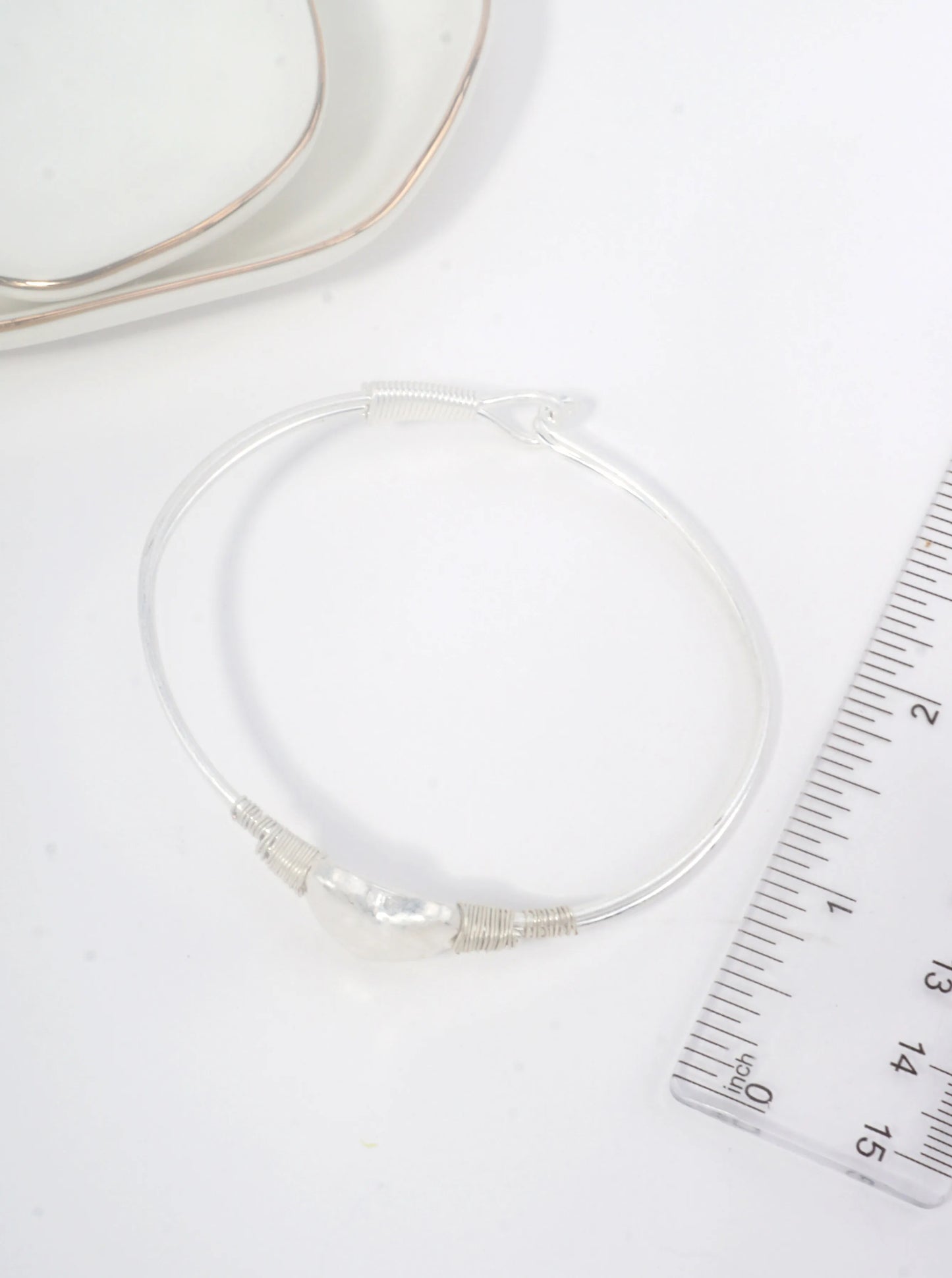Hammered Heart Hook Closure Cuff Bracelet