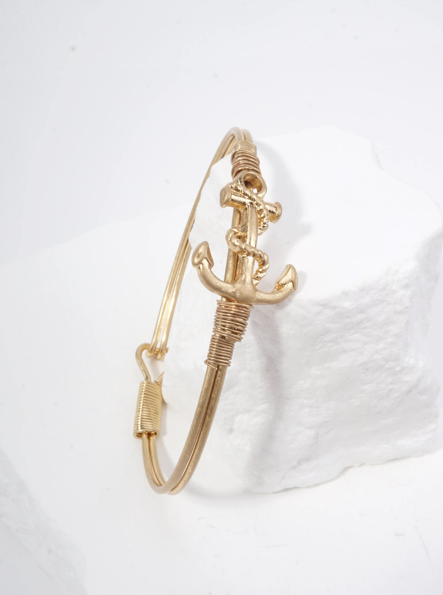 Hammered Anchor Hook Closure Cuff Bracelet