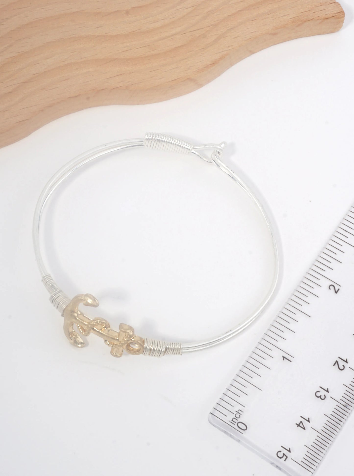 Hammered Anchor Hook Closure Cuff Bracelet