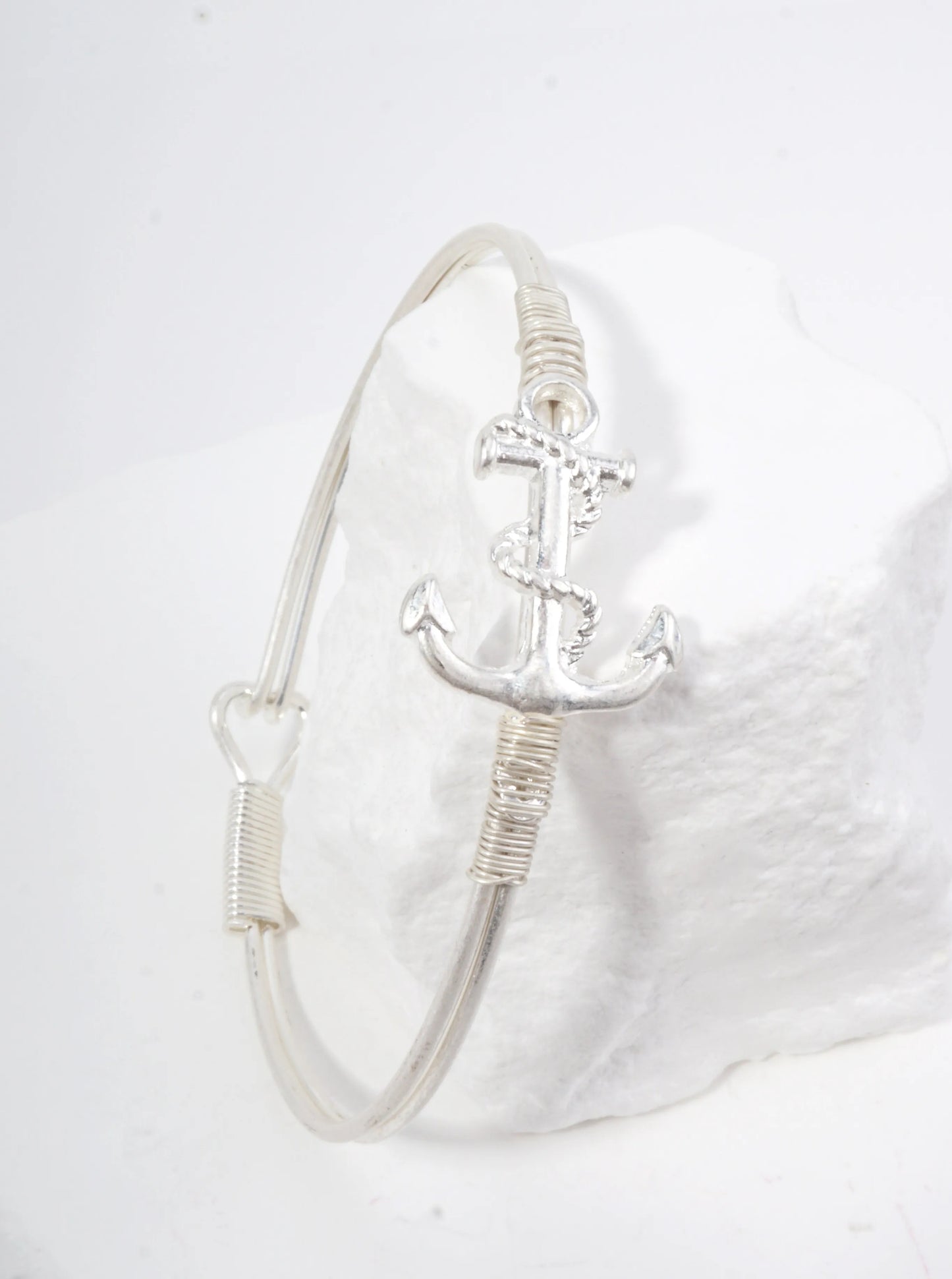 Hammered Anchor Hook Closure Cuff Bracelet