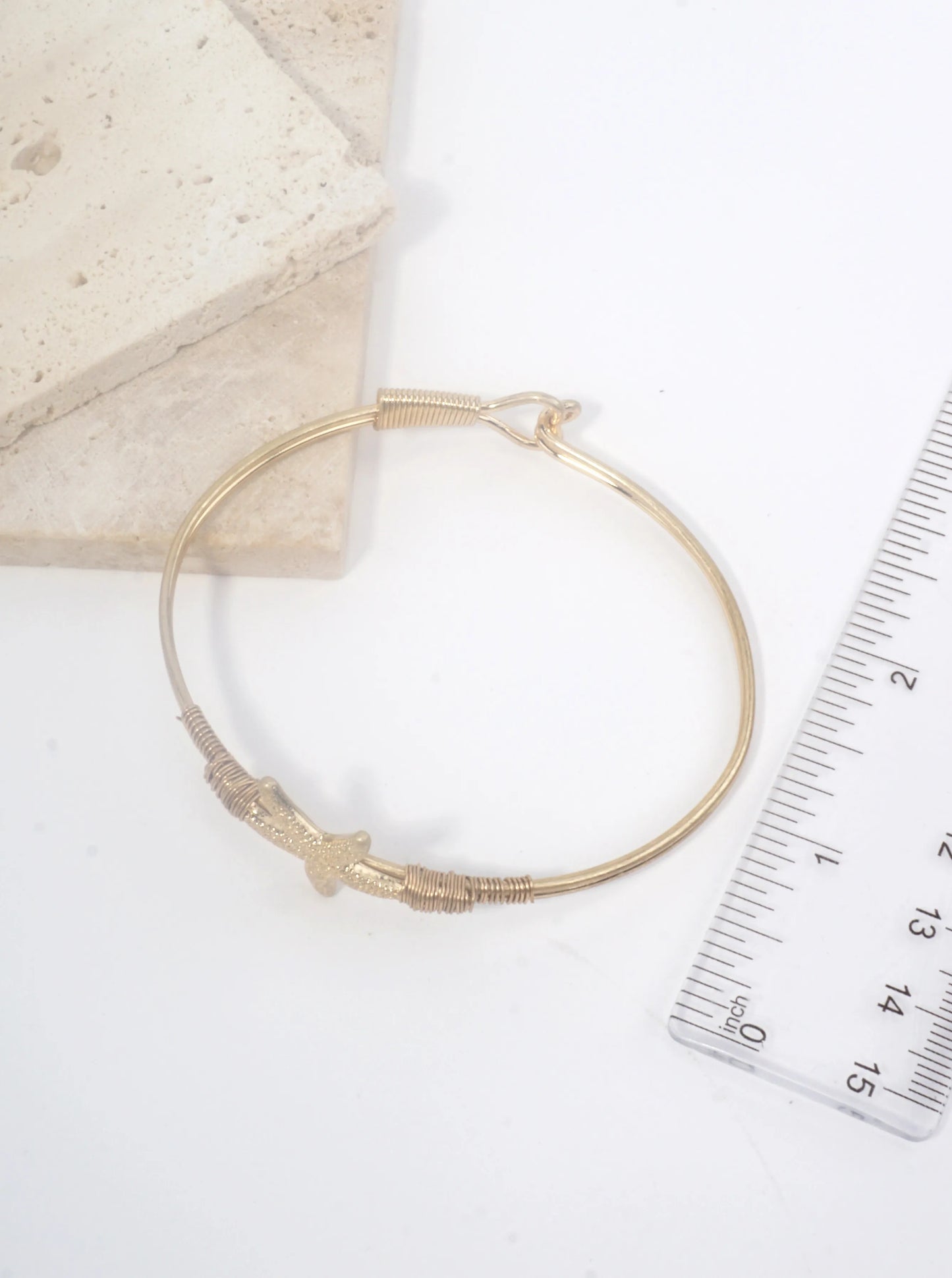 Starfish Textured Hook Closure Bangle Bracelet