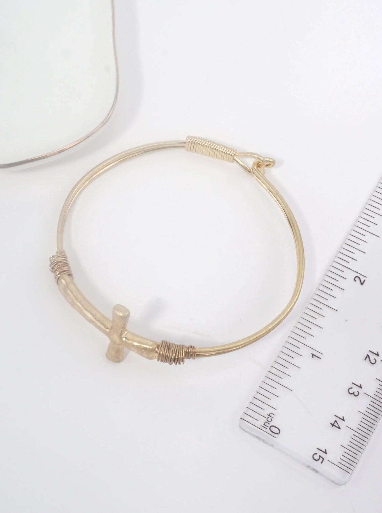 Solid Hammered Cross Bangle Cuff Bracelet