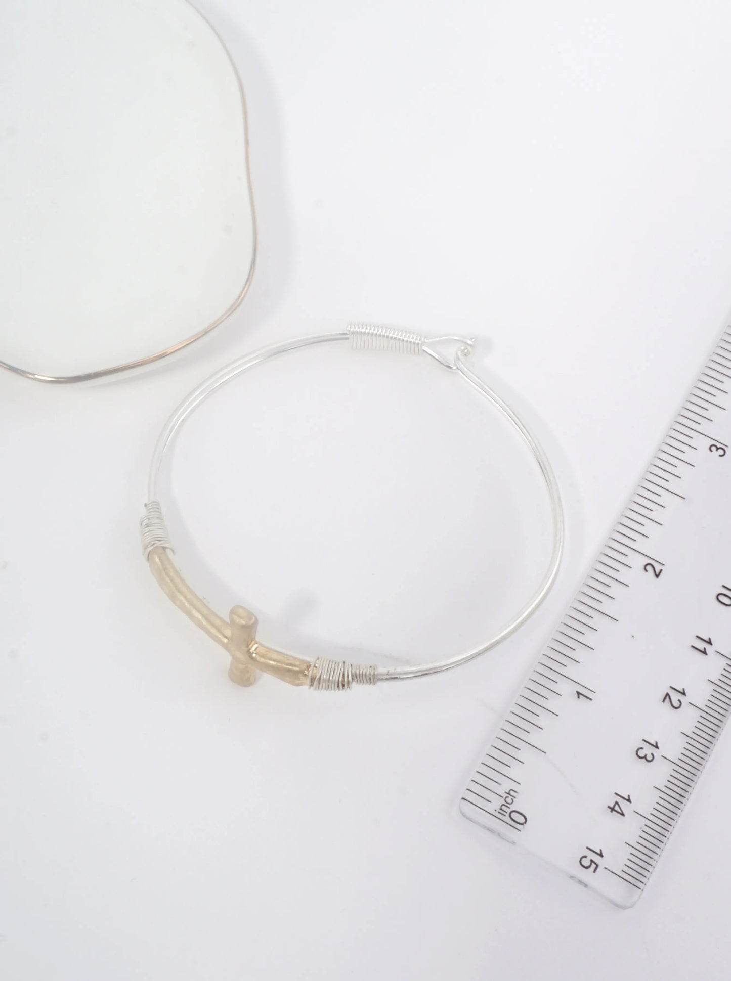 Solid Hammered Cross Bangle Cuff Bracelet