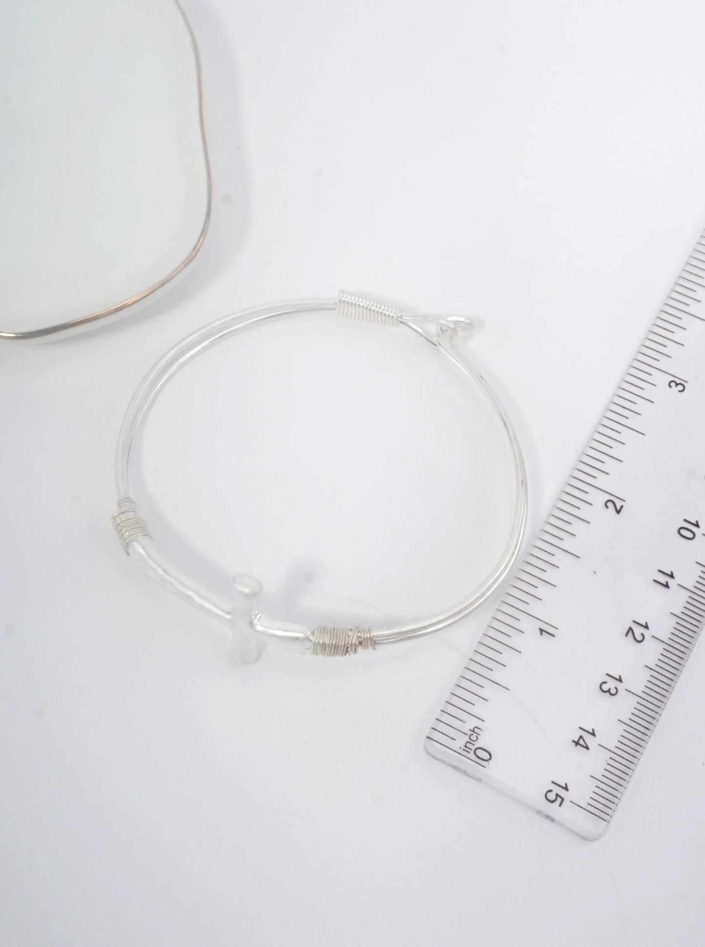 Solid Hammered Cross Bangle Cuff Bracelet