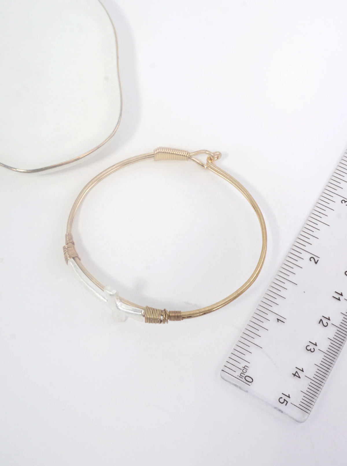 Solid Hammered Cross Bangle Cuff Bracelet